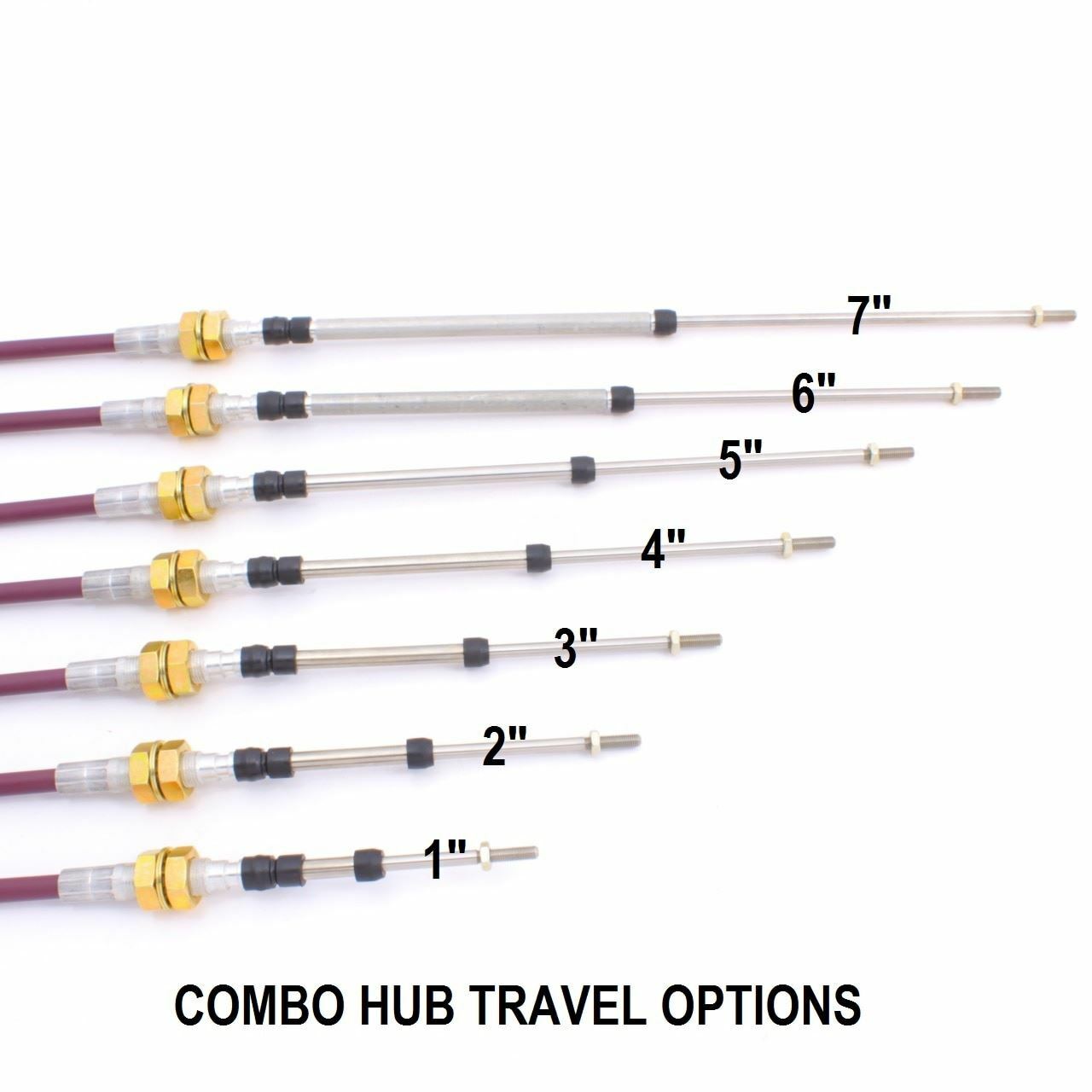 4 Series Push-Pull Cable, Combination Hubs, 1/4-28 Rods, (choose travel option)