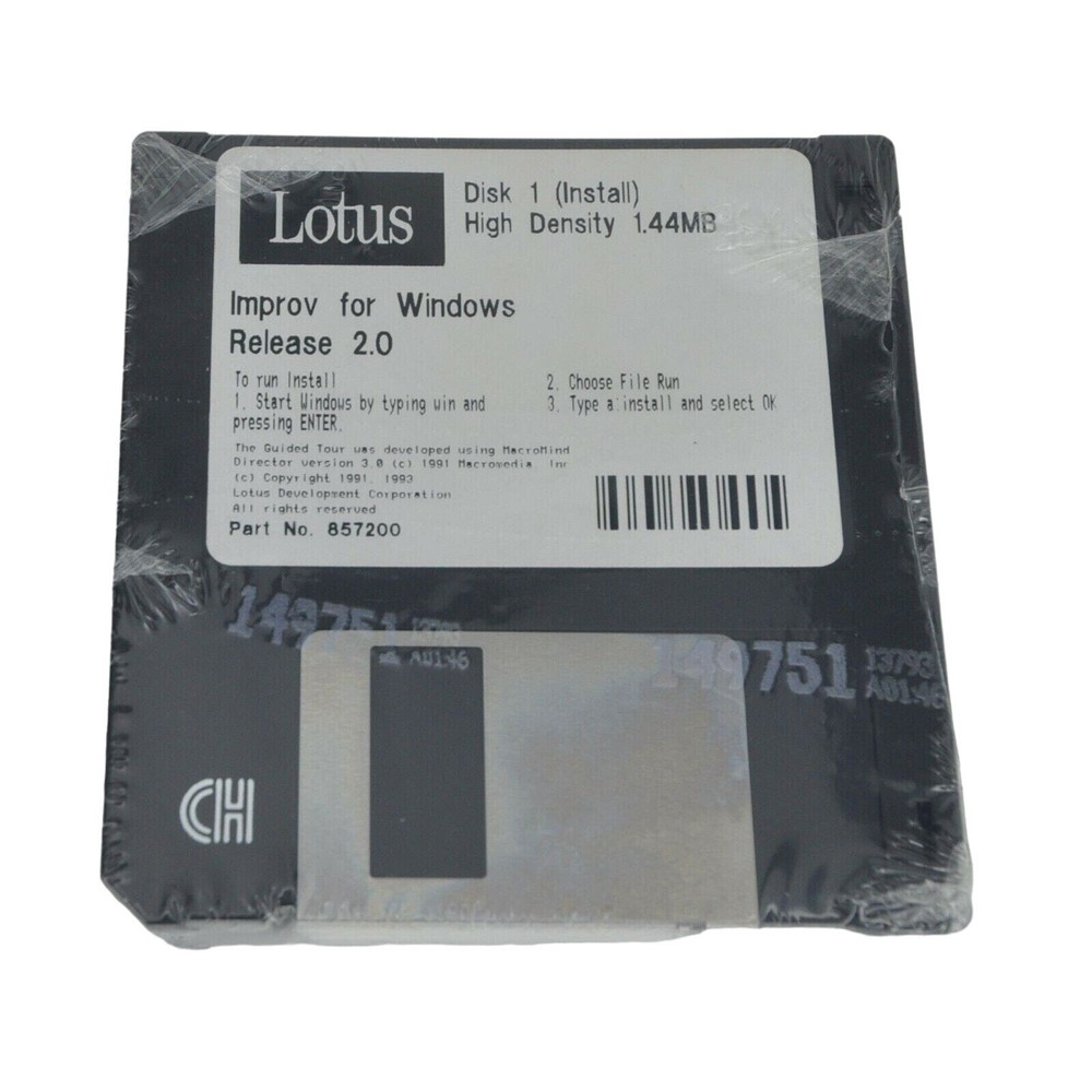1993 Microsoft Windows 2.0 Lotus Improv Spreadsheet Software 3.5" Floppy