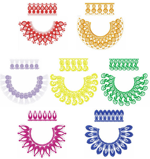 Borders and Necks - 14 designs for large hoop