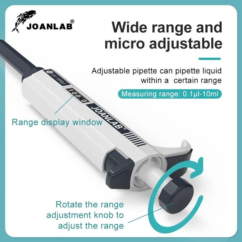 JOANLAB Micropipette Digital Adjustable Lab Pipette w/ Tips Auto Tool