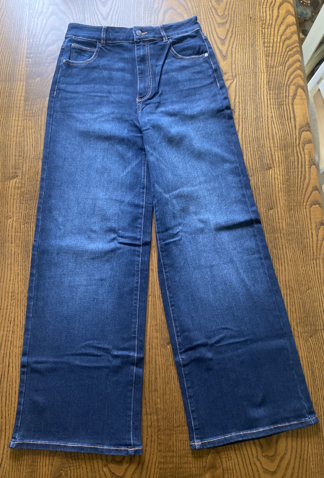Well Worn Women's Wide Leg High Rise Jeans, Dark Blue, Size 8/29 (inseam 31.5)