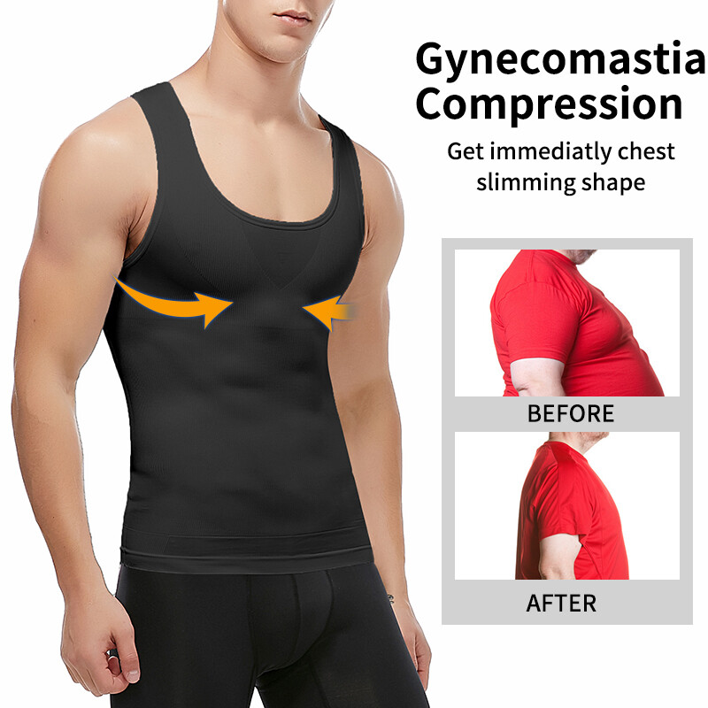 Mens Body Shaper Slimming Shirt Compression Vest Elastic Slim Shapewear Tank Top