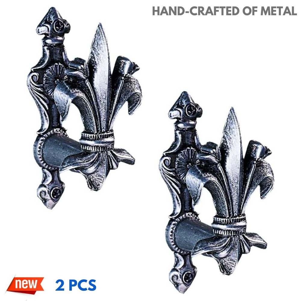 Vertical Fleur-De-Lis Sword Hanger Wall Mounting Pistol Cane Displaying Medieval