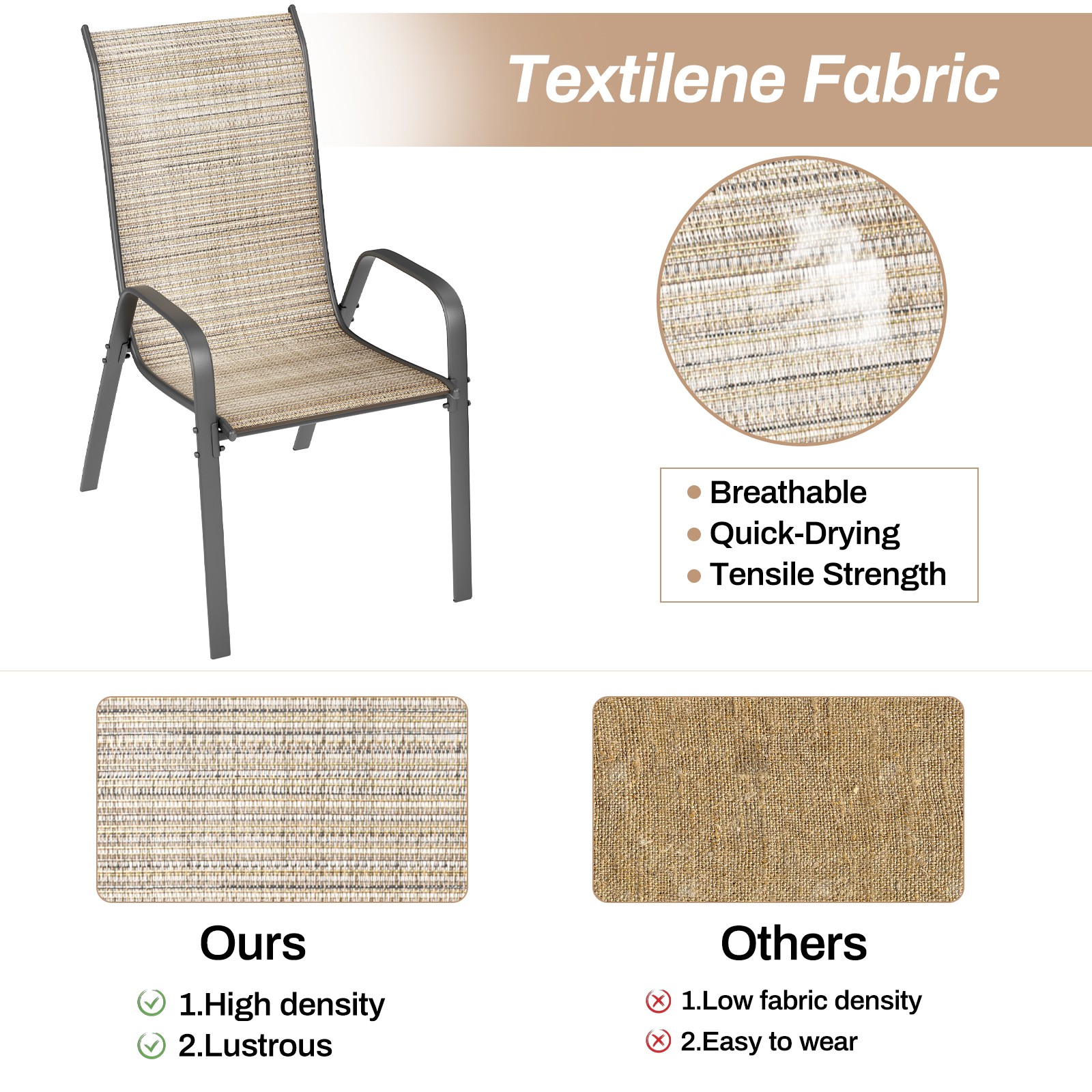 Patio Dining Chairs Set of 6 Outdoor Patio Furniture Dining Chairs for Garden