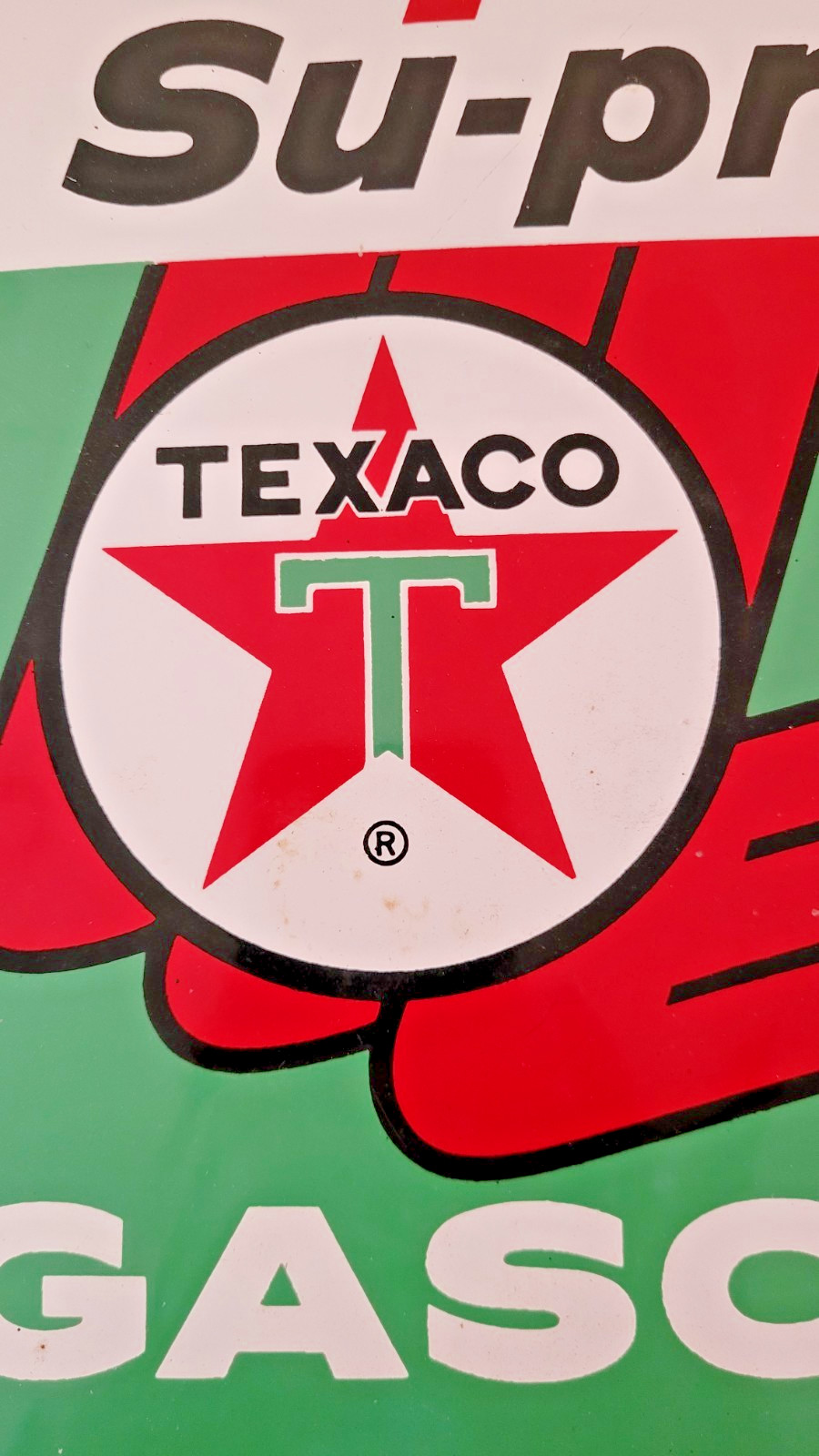 Original 1960 Sky Chief Su-preme Texaco Petrox Porcelain Sign 18" x 12"