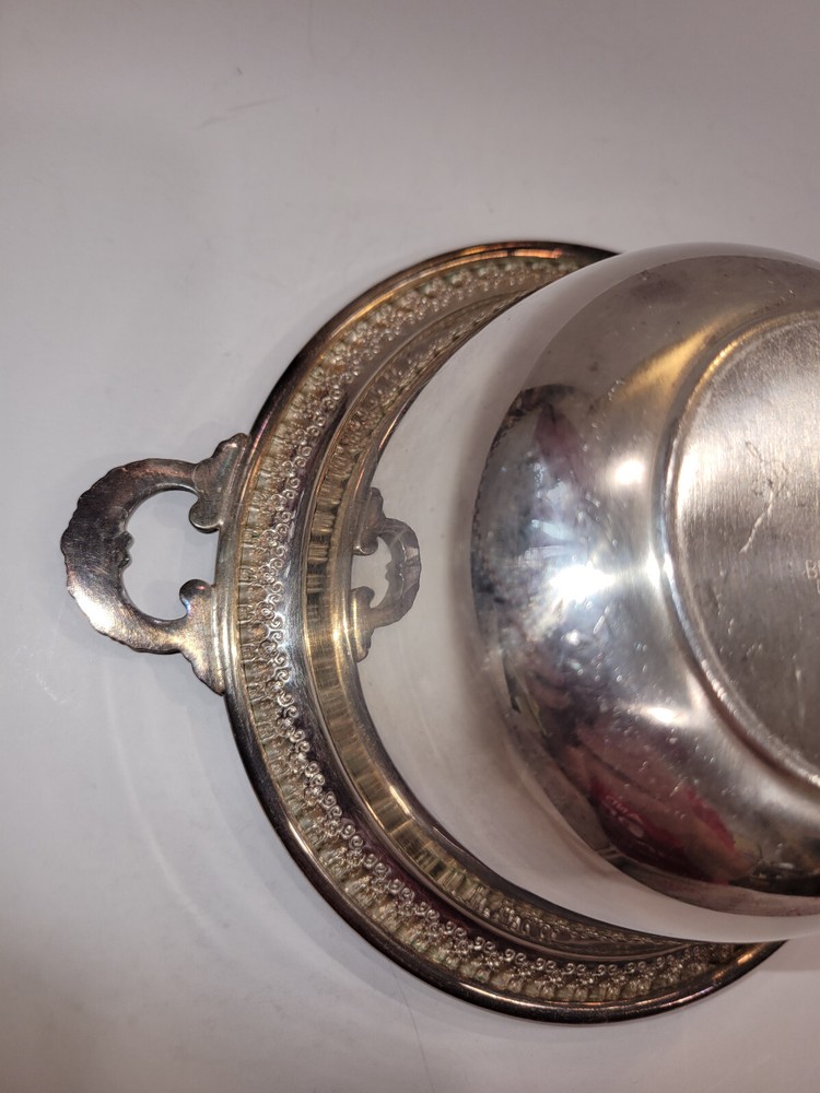 Wilcox IS Intern'l Silver Plate Brandon Hall Handled Sauce Bowl w Under Plate