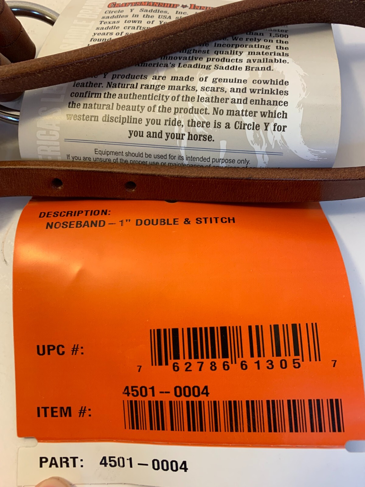 Circle Y Basic 1" Doubled & Stitched Noseband New w Tags