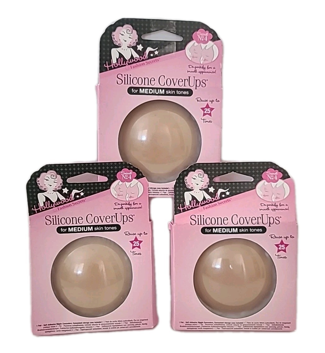 3 PAIRS Hollywood Fashion Secrets Silicone CoverUps MEDIUM Tone Lingerie Accesso