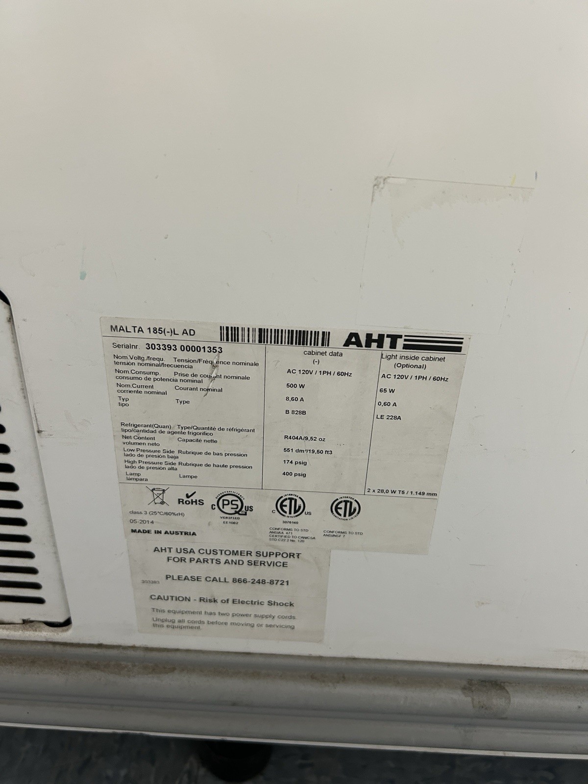 AHT MALTA 185 multi-temp commercial freezer and chiller. Glass Door