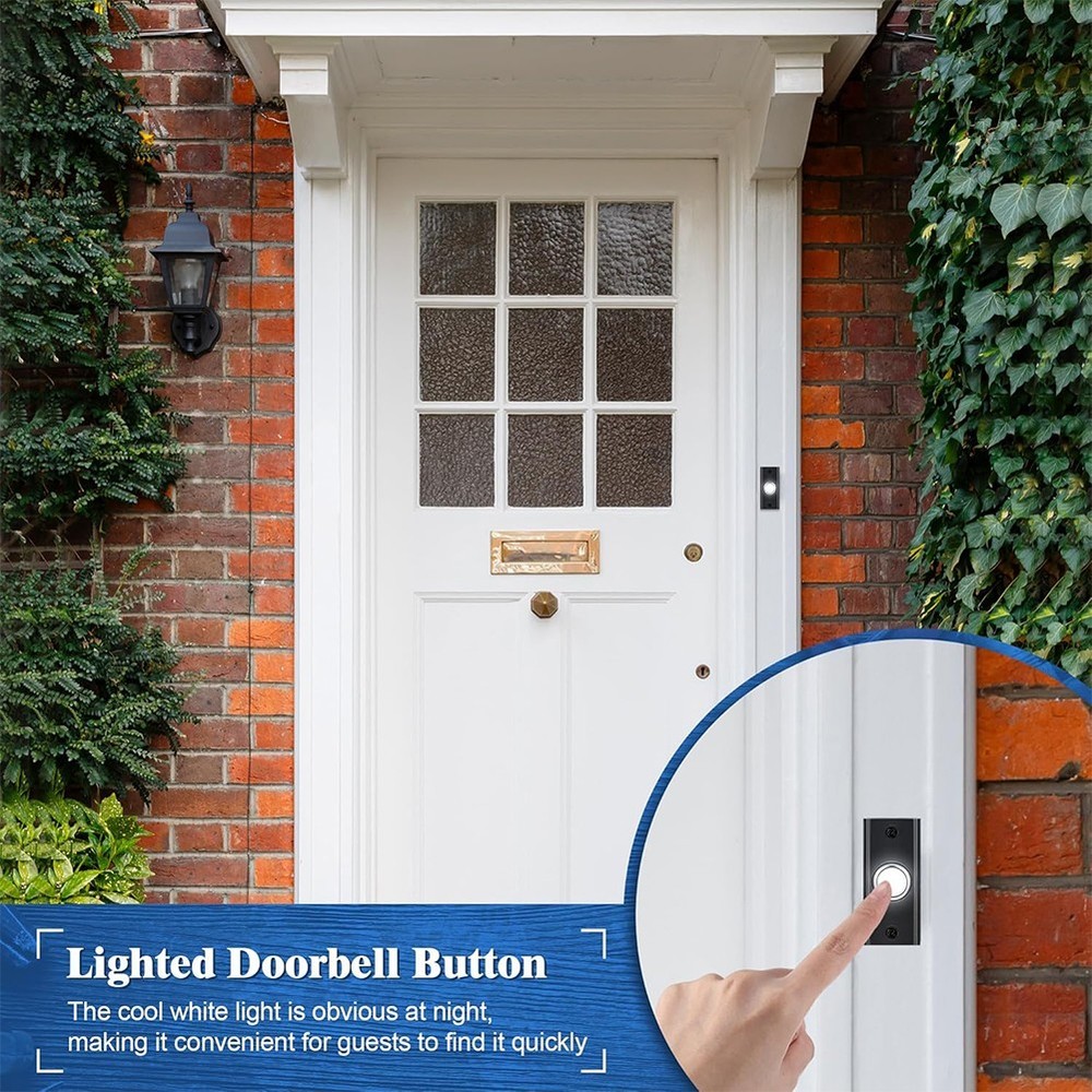 Light Up Wired Doorbell Button Replacement 2 Pack Designed for User Convenience