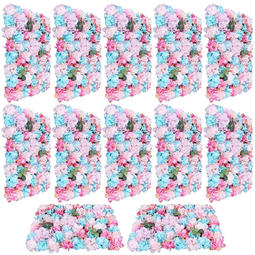 12Pcs Wedding Artificial Flower Wall Panel Hydrangea Rose Panel Party Decor NEW