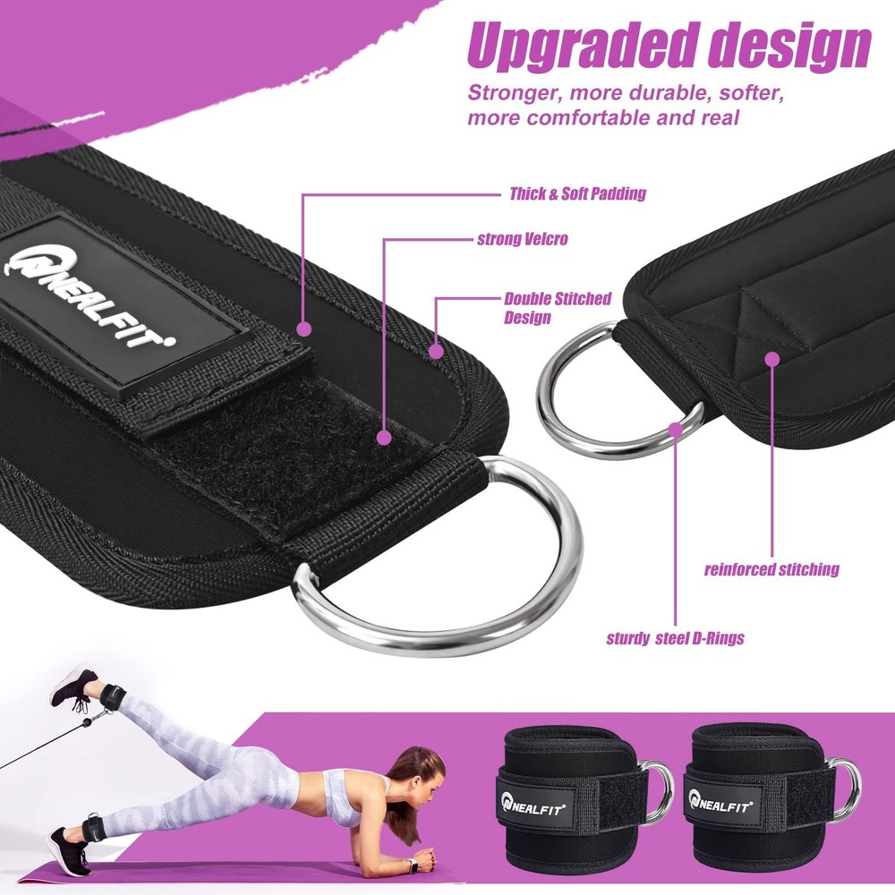 Ankle Strap for Cable Machine, Gym Ankle Cuff for Kickbacks, Leg Extensions, ...