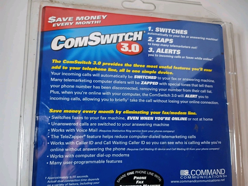 ComSwitch 3.0 Fax Switching With Telezapper Technology (New Sealed **READ**)