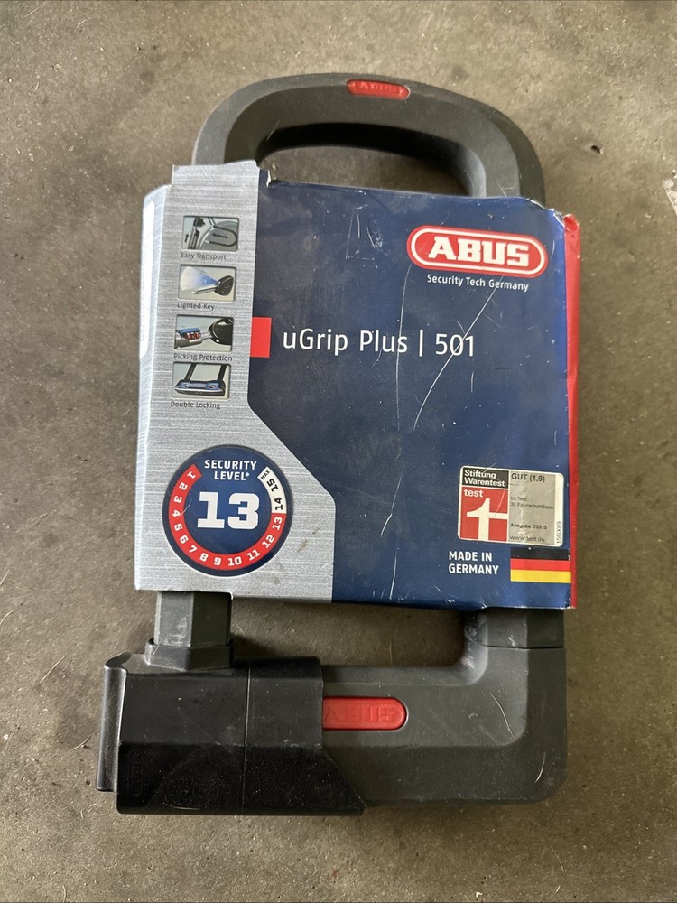 New ABUS uGrip Plus 501 Bicycle U-Lock Keyed Security Level 13