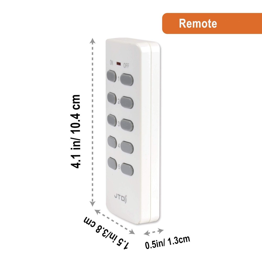 JTD ® 5 Pack Remote Control Outlet Switch 3rd Generation Energy Saving Auto