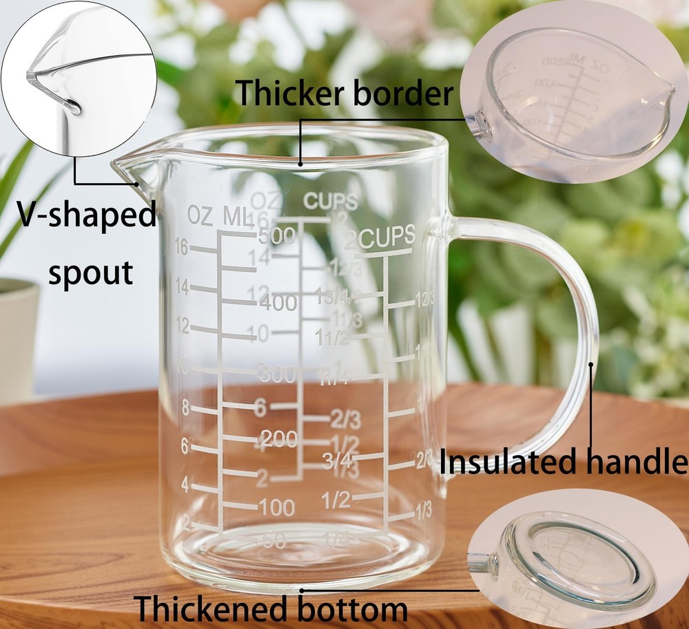 Ackers Mirror Etching Scale Glass Measuring Cup-[Insulated handle | V-Shaped ...