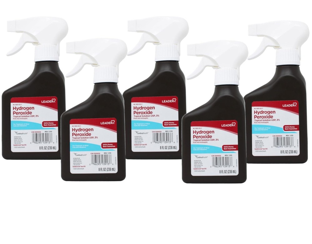 Leader Hydrogen Peroxide 3% Antiseptic Spray, 8 fl oz - 5 Pack
