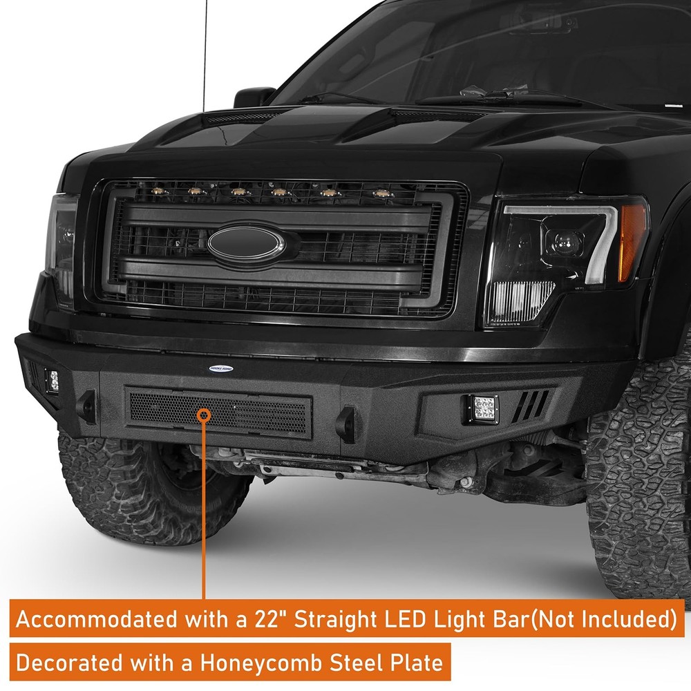 F150 Front Rear Bumper 2009-2014 Full Width Steel LED Lights D-ring Mounts