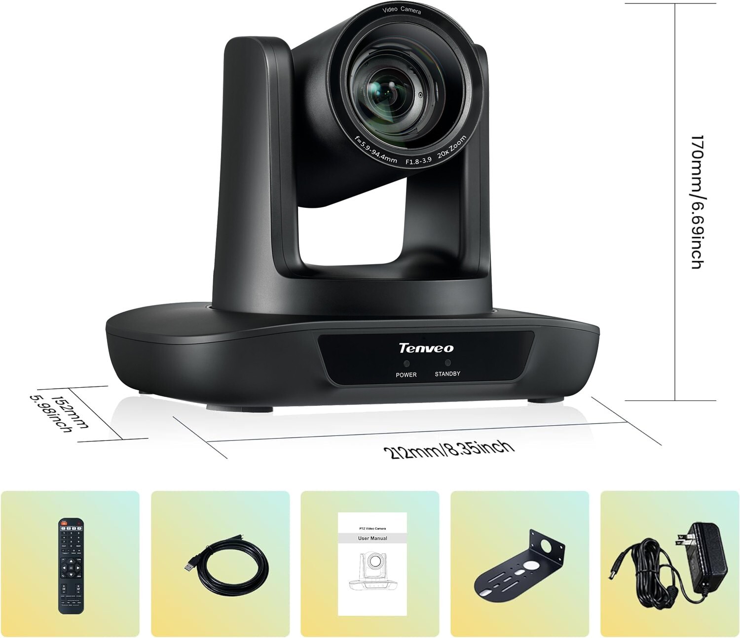 Tenveo USB3.0 and HDMI HD1080P 60FPS 20X Zoom Conference Live Streaming Camera