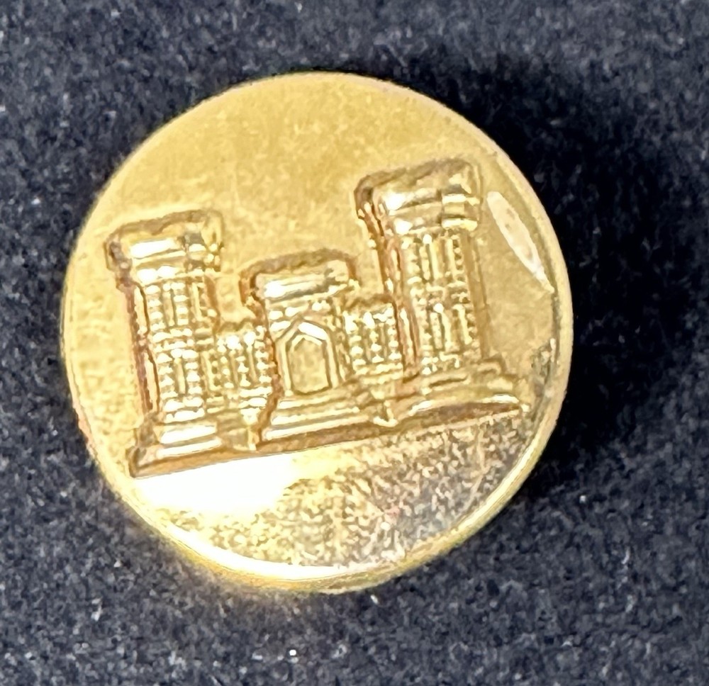 Engineer Corps Brass Collar Disc Button Pin Insignia  Enlisted US Army