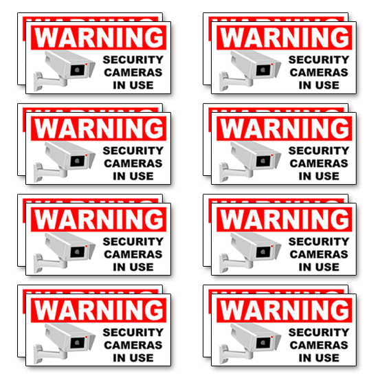 SECURITY CAMERA Stickers - SECURITY CAMERA IN USE - Warning Decals 5" (8x-20x)