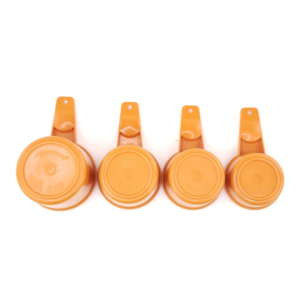 Vintage Tupperware Plastic Measuring Cups Nesting Baking Cook Retro Orange READ