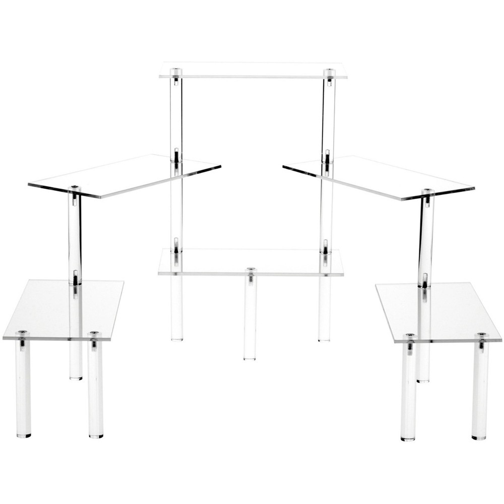 Plymor Clear Acrylic Rectangular 6-Platform Multi-Item Riser, 14" H x 39" W