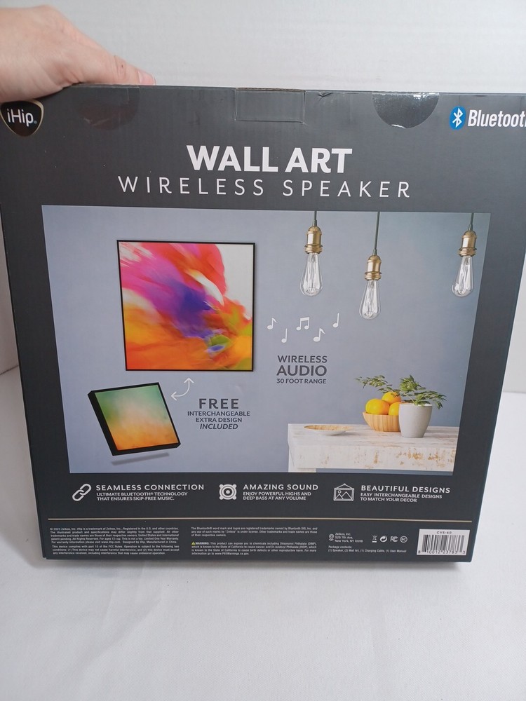 iHip Wall Art Wireless Bluetooth Speaker 30 Ft Range NEW