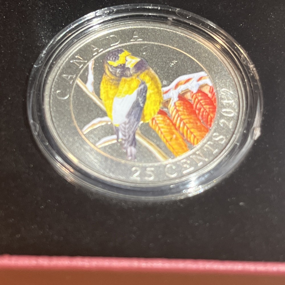 2012 25-CENTS SILVER CANADA EVENING GROSSBEAK