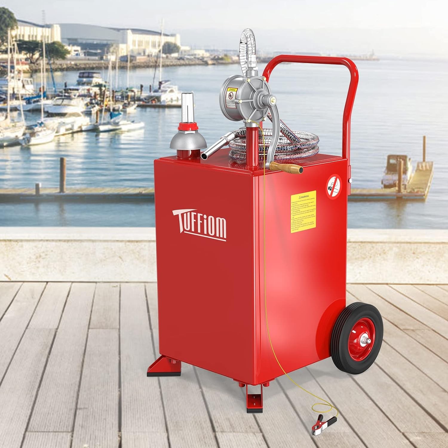 20 Gallon Fuel Caddy 8.9ft Hose Gas Transfer with Rotary Hand Siphon Pump New