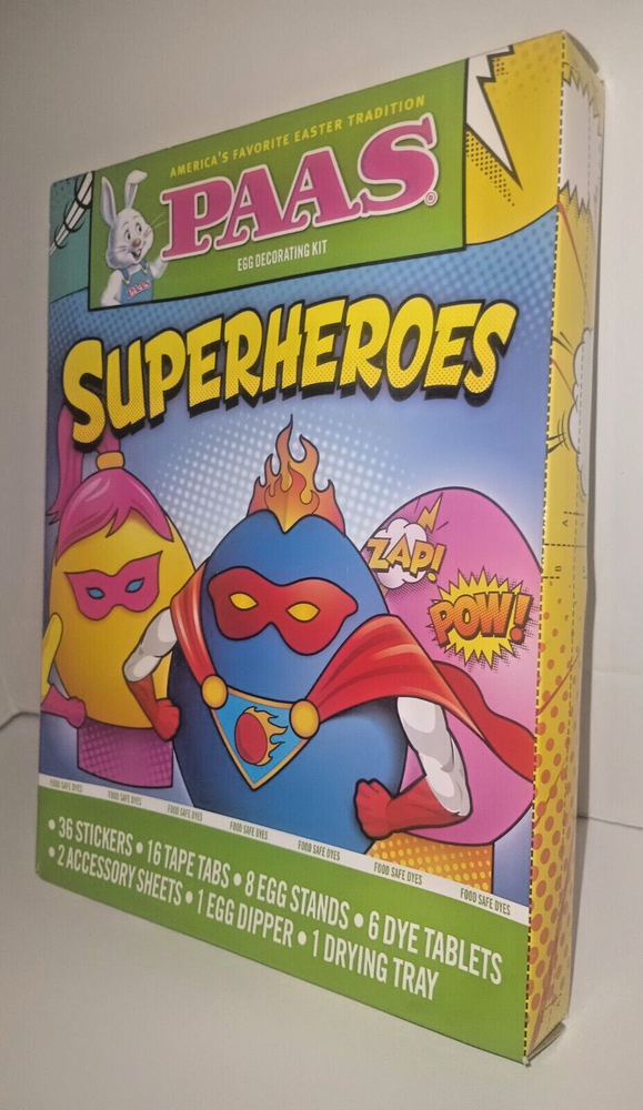 Easter Egg Decorating Kit PAAS ~SUPERHEROES~ America’s Favorite Easter Tradition