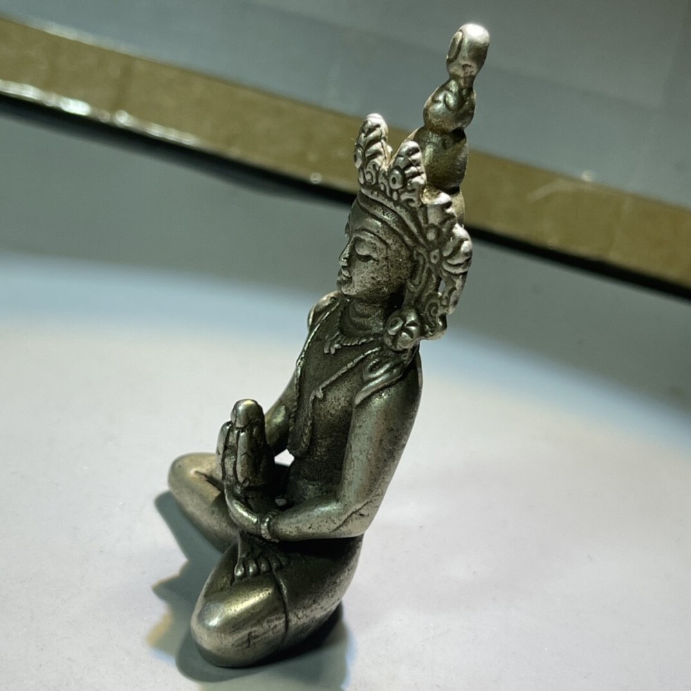 Antique Bronze Sculpture Solid White Bronze Longevity Buddha Small Ornaments