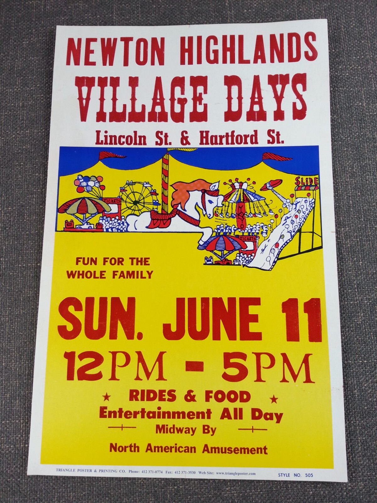 Newton MA Highlands Village Days Festival Cardboard Poster North American