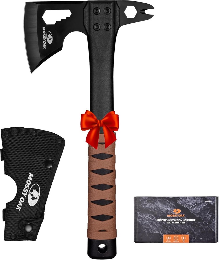 12" Camping Axe & Survival Hatchet with Sheath, Compact Multitool, Non-Slip Hand