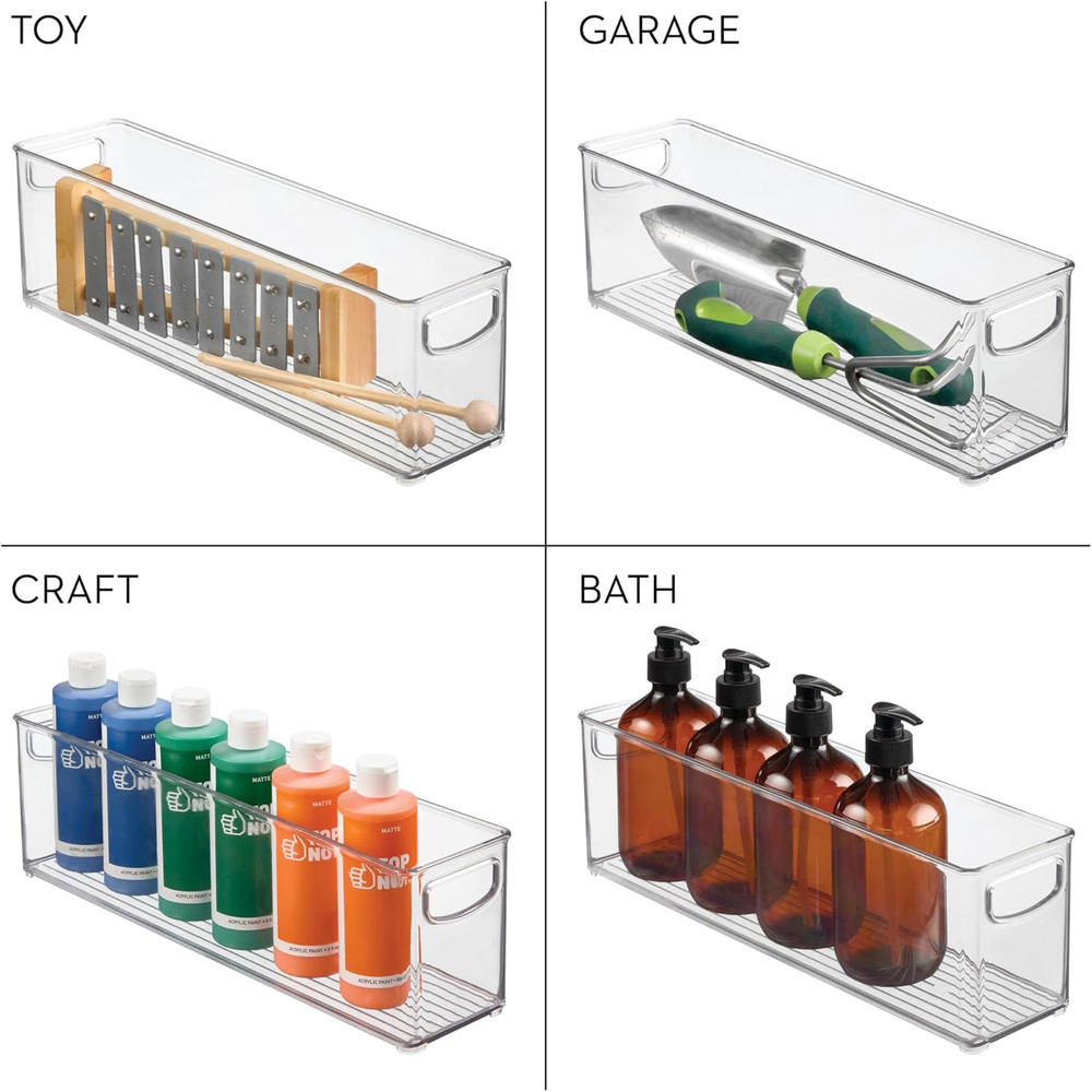 Interdesign Plastic Stackable Pantry Bin - Storage Bin with Handles for Cabinet
