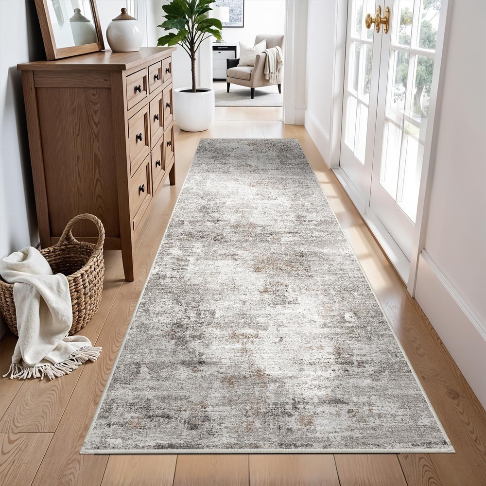 3x10 Ft Long Hallway Runner Rug - 3' x 10' (Rectangular), Beige/Grey/Brown