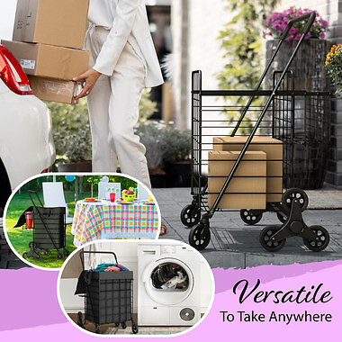 Stair Climbing Cart Foldable Shopping Cart w/ Waterproof Bag