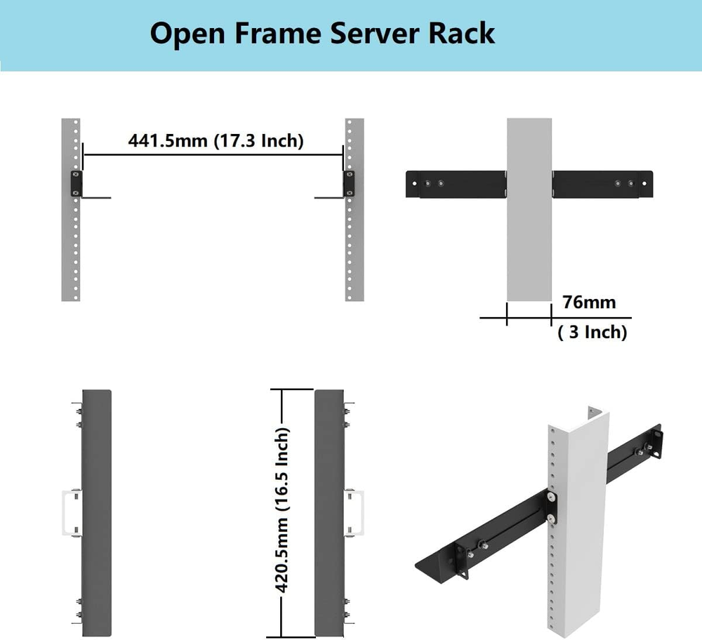 1U 19 Inch Server Rack Rails 15-24 Inch Adjustable Depth Universal 4 Post Rack M