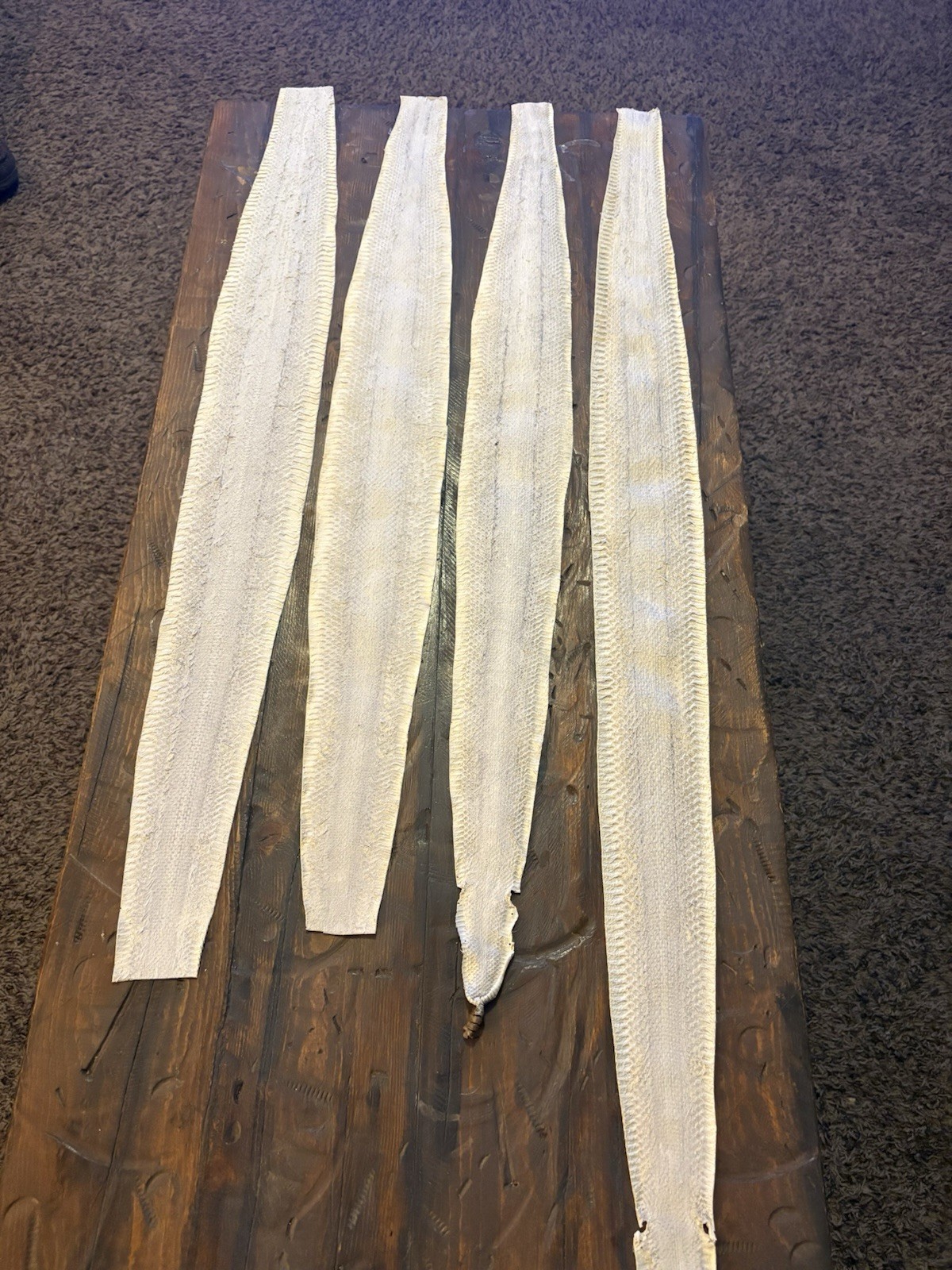 Prairie Rattlesnake Tanned Skins, Measuring 34", 40". 32.5" & 34"