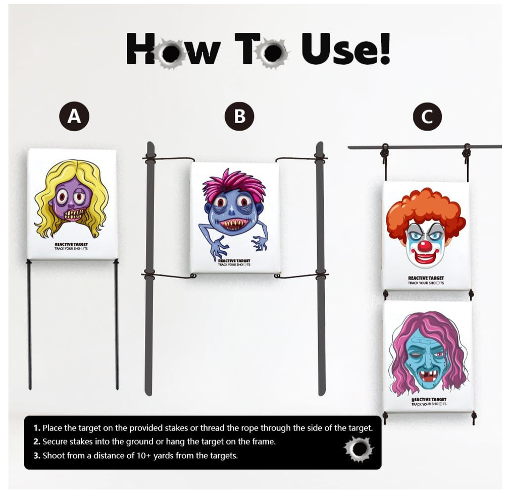 (2x) 4-Pack Burst Reactive Target Set – Easy-to-See Targets for The Range