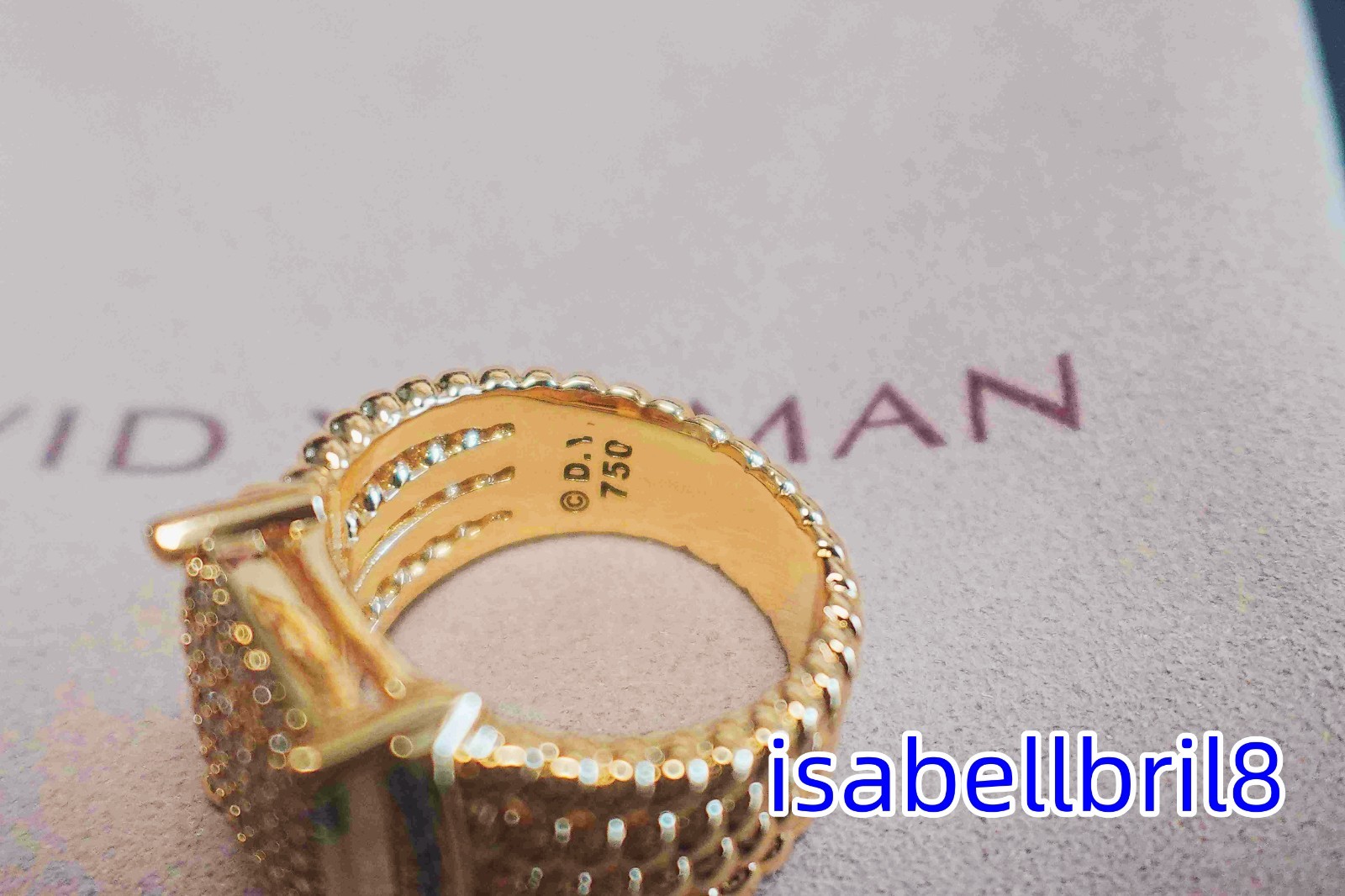 GiftDavldYurmanSterling/18KGOLD/Wheaton/Pave Diamonds Ring 16x12mmSize 7