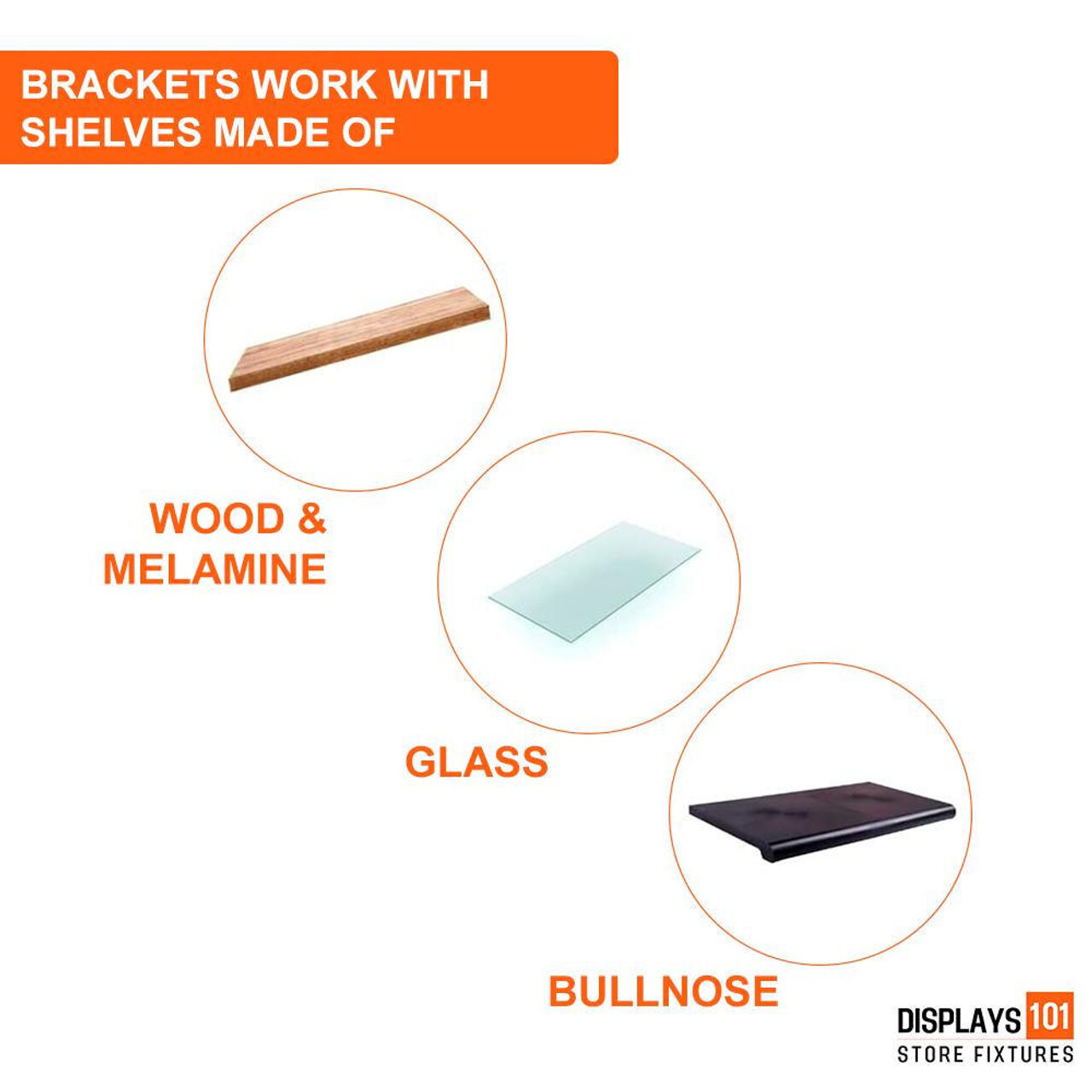 New 8" Gridwall Black Knife Shelf Brackets With Lip