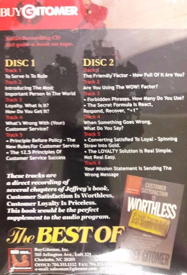 Jeffrey Gitomer - 2 Disc Audio CD - Customer Satisfaction Is Worthless NEW #B3