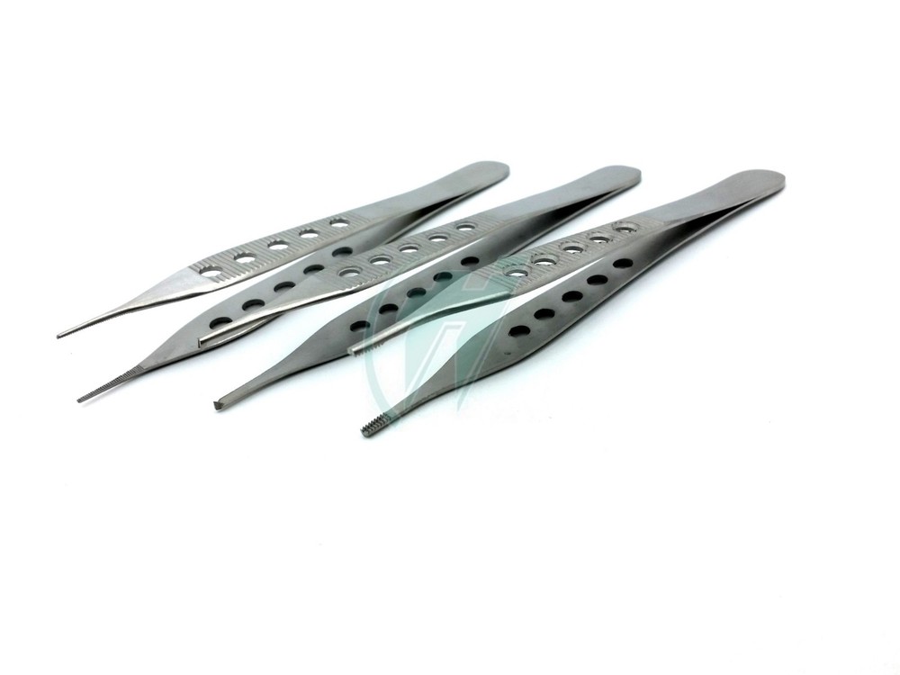 3 PCS ADSON TISSUE+BROWN+DRESSING FORCEPS 4.75" FINESTRATED