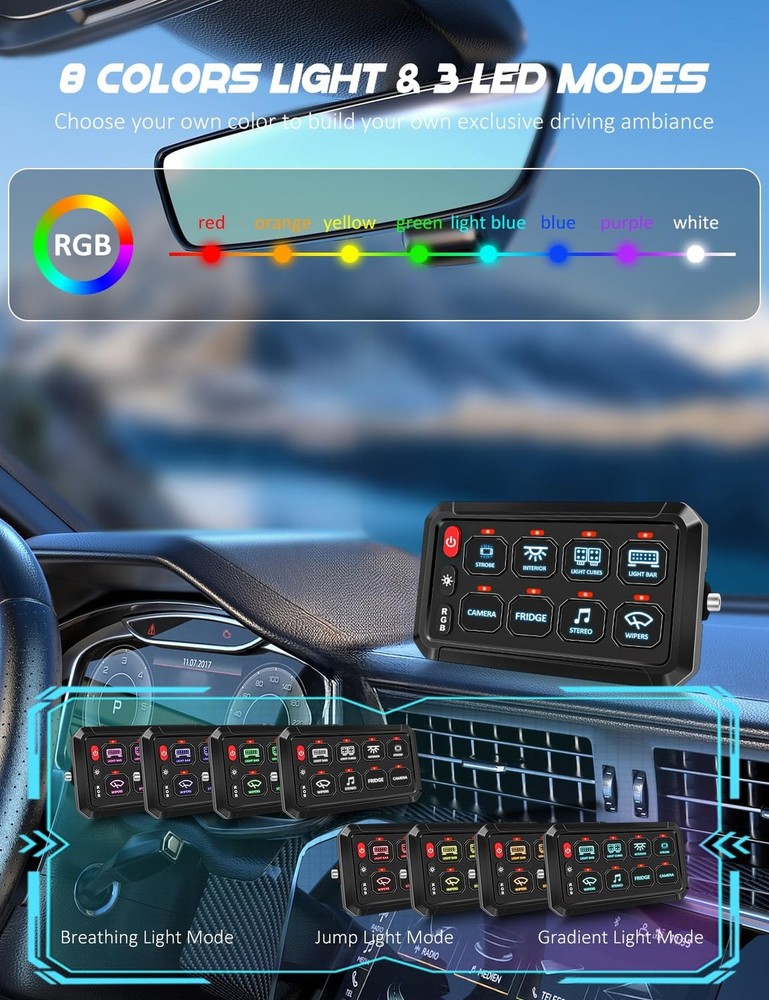 Chelhead 8 Gang Switch Panel APP Control with Electronic Relays, Universal Ci...