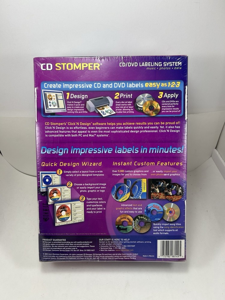 CD Stomper Pro CD Labeling System Kit for CD's & DVD's PC & MAC Sealed Package