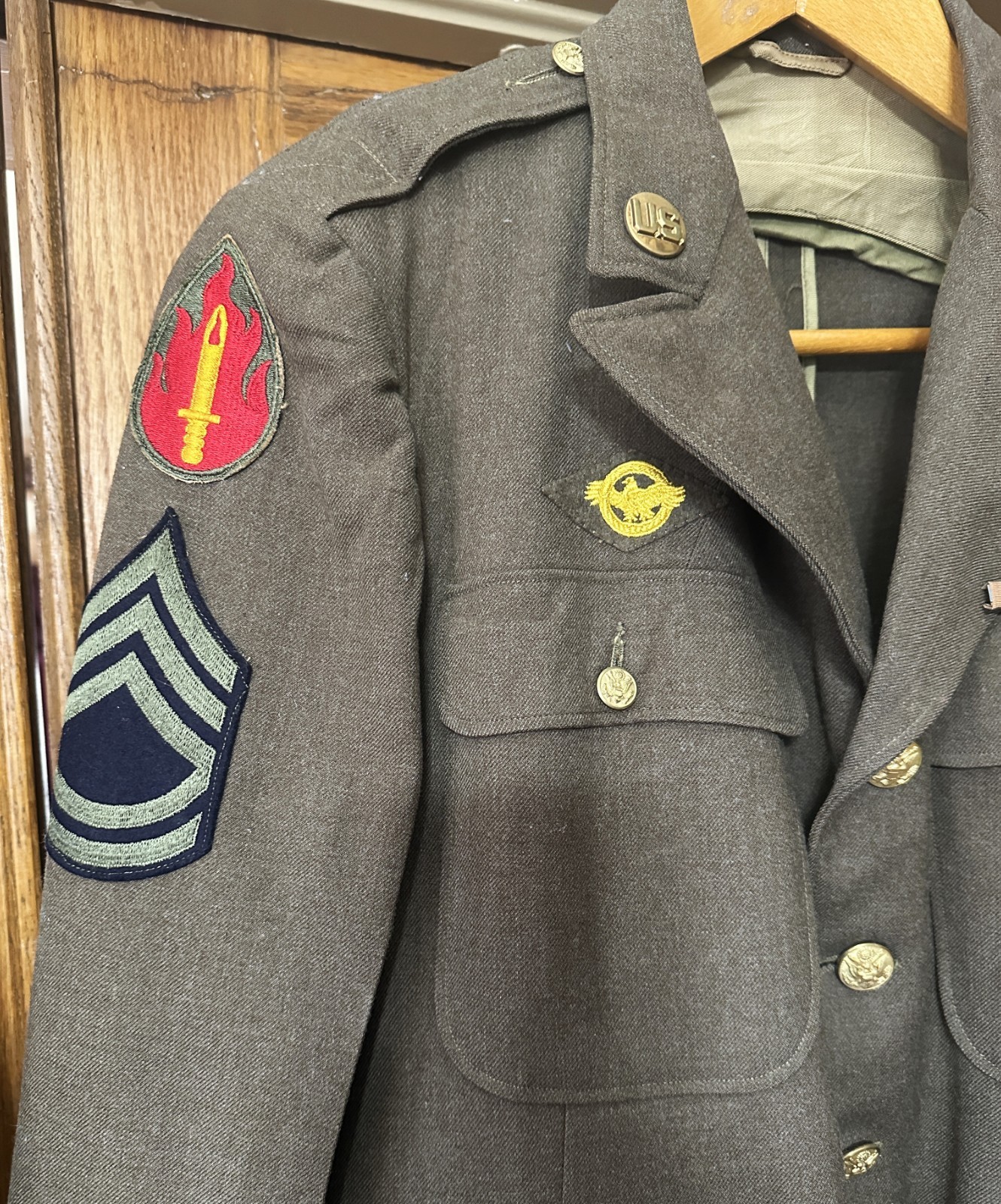 WWII 63rd Infantry Div Named Officer Uniform Overcoat Jacket Ribbon Medal Photo