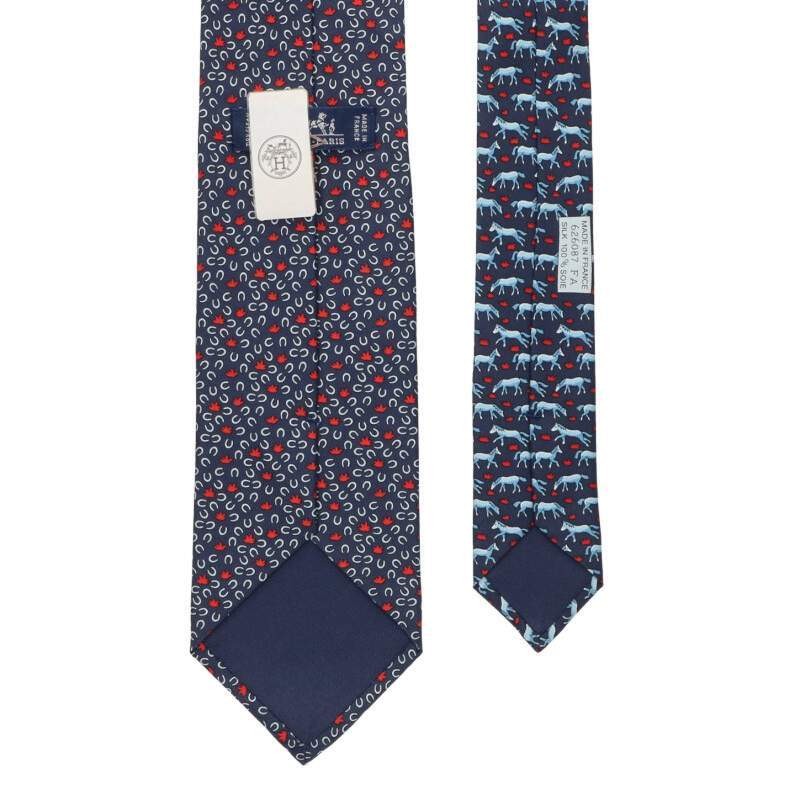 HERMES silk all over pattern tie used BS99