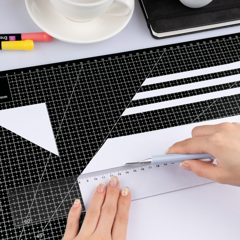 2 Pcs Large Cutting Mat Self Healing,Double Sided,Grid Line and Angles Help to C