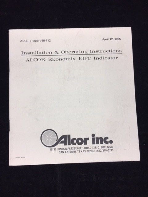ALCOR  EKONOMIX EGT INDICATOR INSTALLATION & OPERATING INSTRUCTIONS